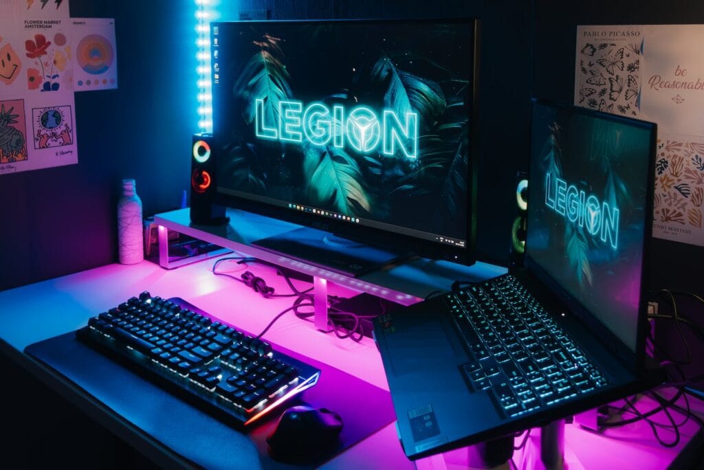 Gaming Computer, Laptop and Keyboard on Desk. Are Gaming Laptops Worth It